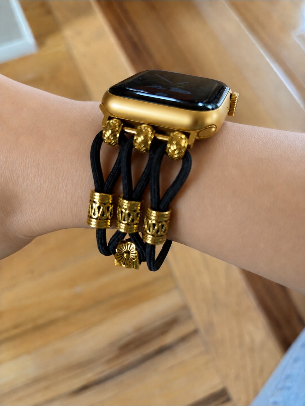 New Apple Watch Gold Accent Black Multi-Strand Women's Watch Band 38/40/41 MM